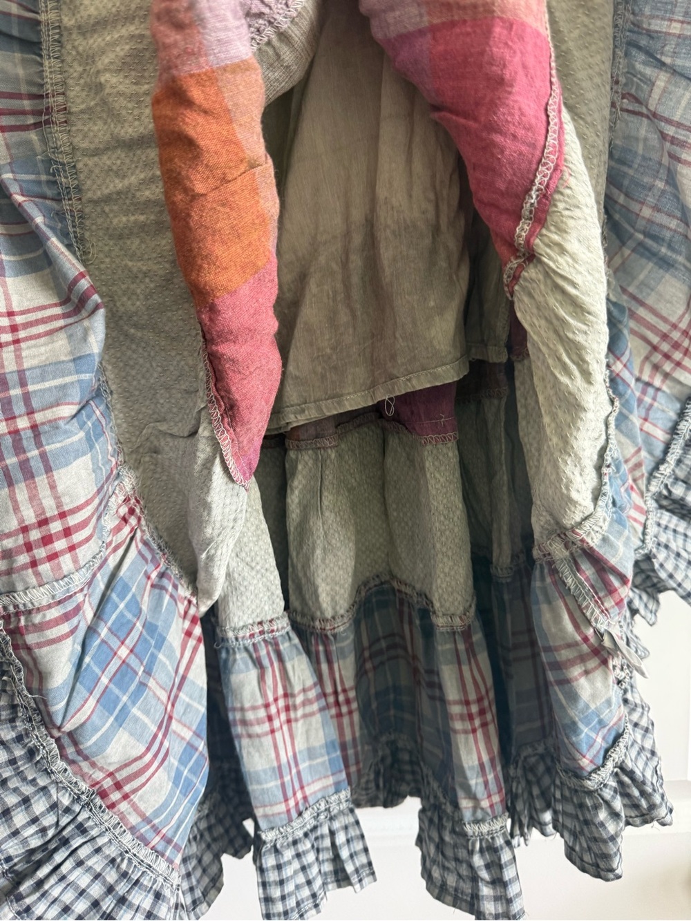 Young Threads Vintage Boho Vibes Plaid Crinkled Tiered Maxi Skirt NWT - Picture 6 of 14
